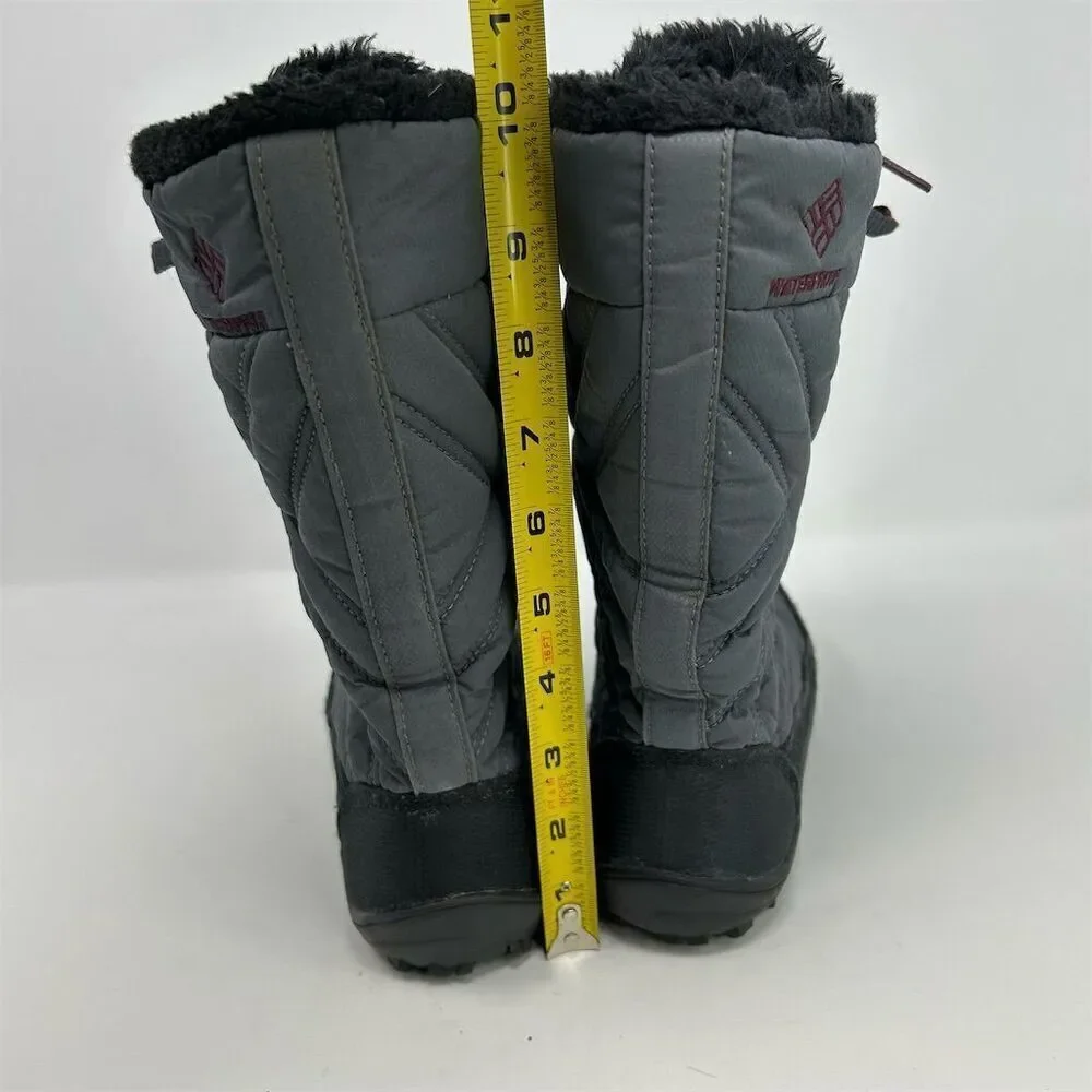 Columbia Kids Minx Mid III Waterproof Lace Up Boots Gray Size 4 Winter Hiking